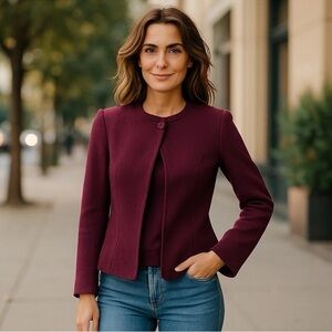 Linda Allard Ellen Tracy Women’s Wool Sweater Jacket Purple Size 4